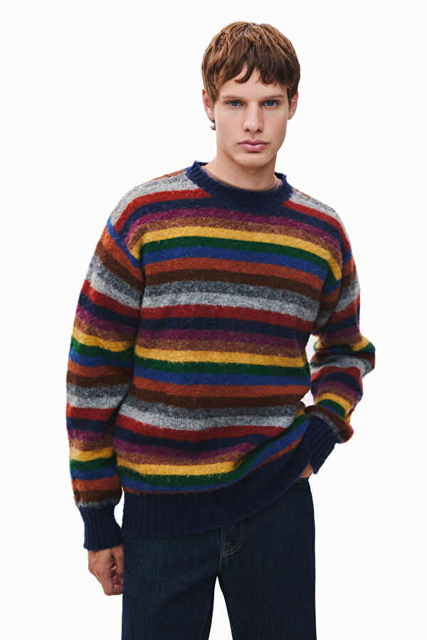 Multicolored Striped Wool Knit Men's Sweater