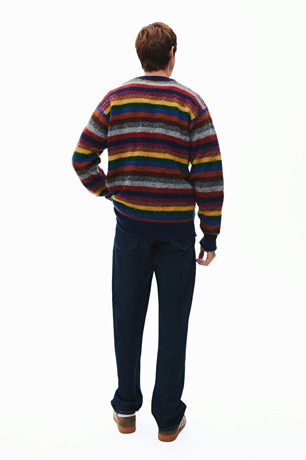 Multicolored Striped Wool Knit Men's Sweater 2