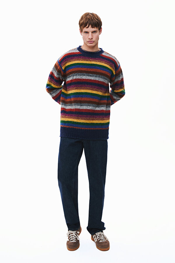 Multicolored Striped Wool Knit Men's Sweater 3