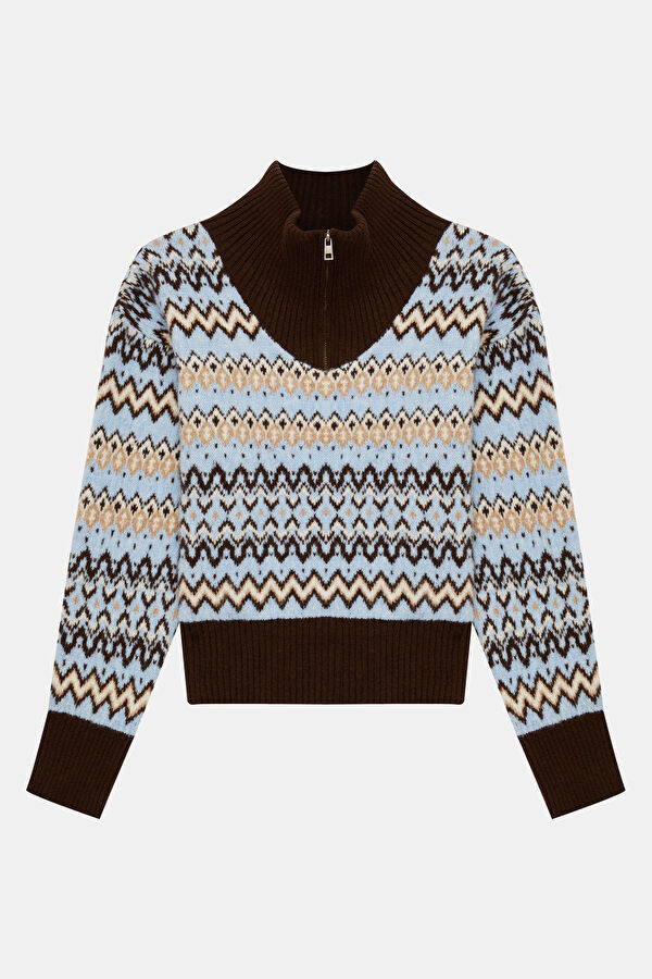 Coffee Patterned Knitted Women's Sweater 5