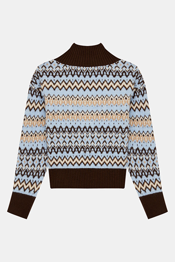 Coffee Patterned Knitted Women's Sweater 6