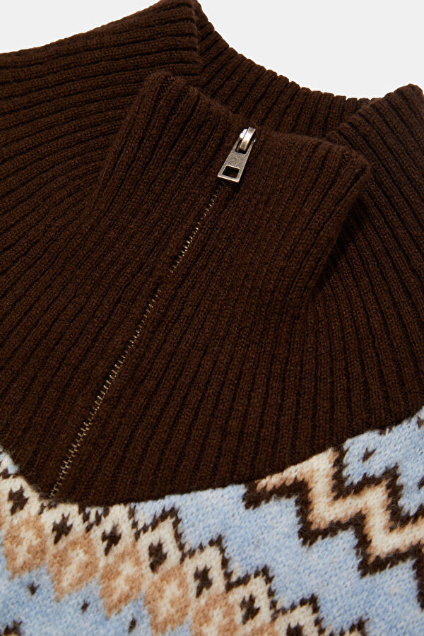 Coffee Patterned Knitted Women's Sweater 7