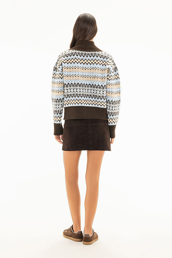 Coffee Patterned Knitted Women's Sweater 2