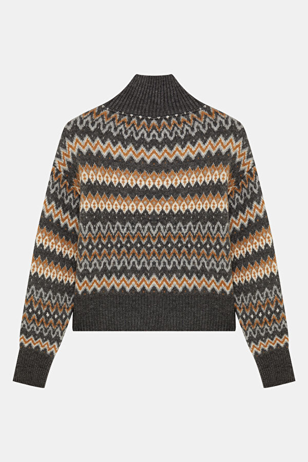 Black Patterned Knitted Women's Sweater 8
