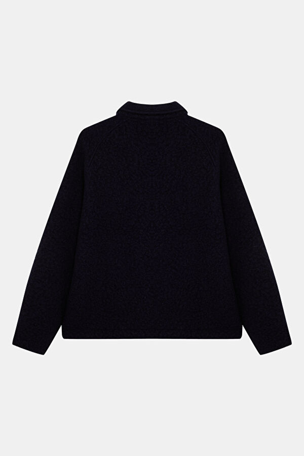 Lacivert Relax Kalıp Dik Yaka Erkek Sweatshirt 2