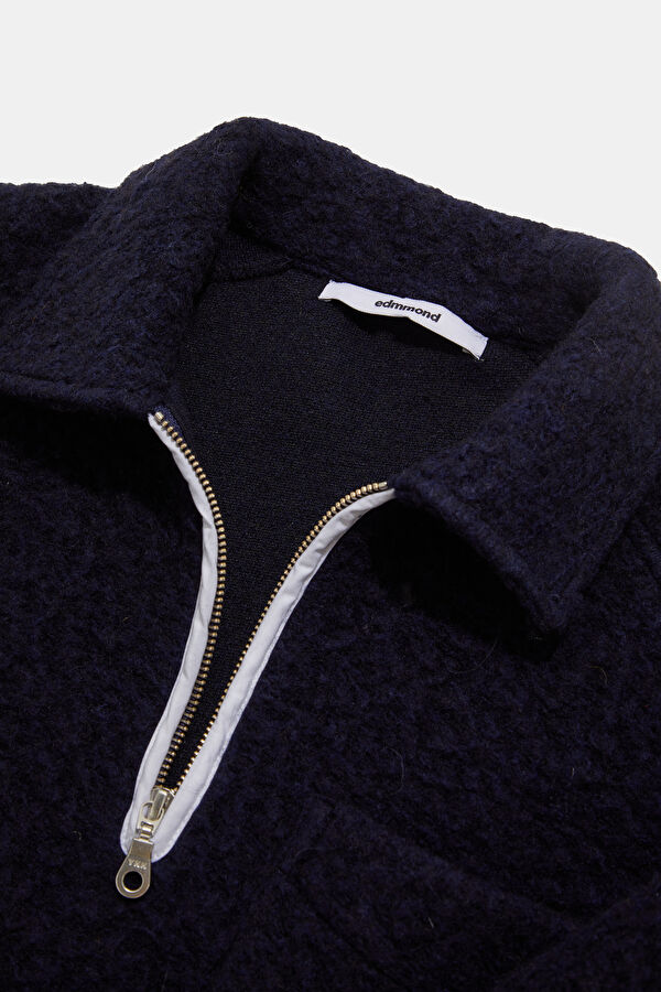 Lacivert Relax Kalıp Dik Yaka Erkek Sweatshirt 3