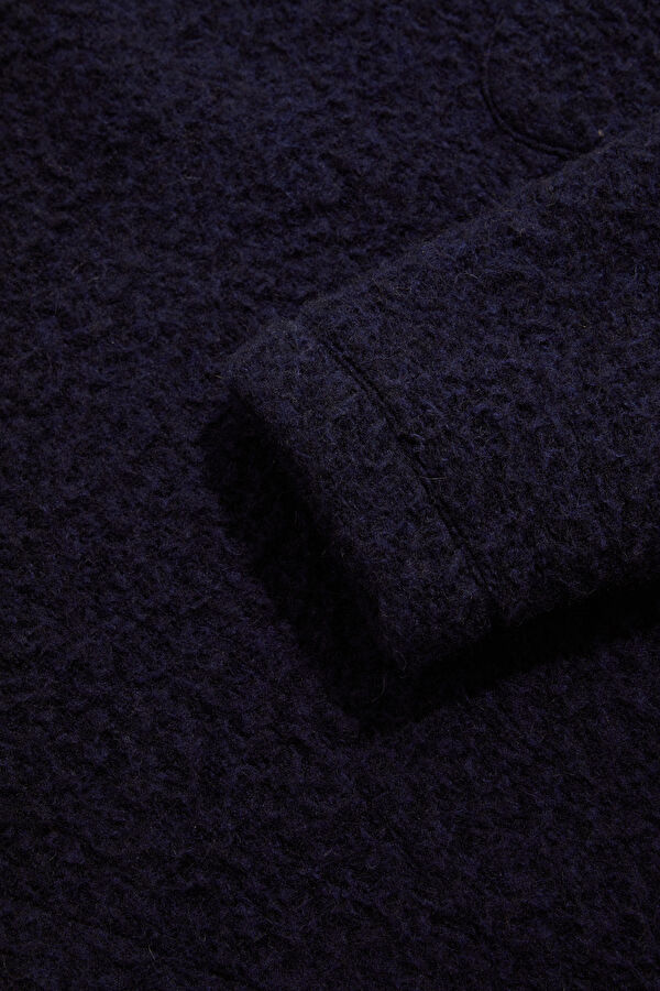 Lacivert Relax Kalıp Dik Yaka Erkek Sweatshirt 4