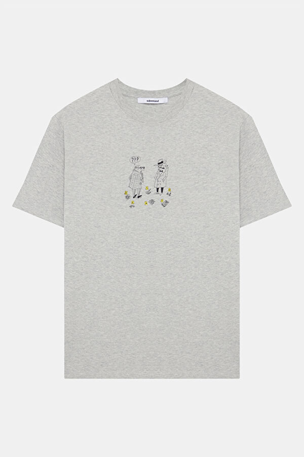 Relax Fit Grey Crew Neck Printed Men's T-Shirt