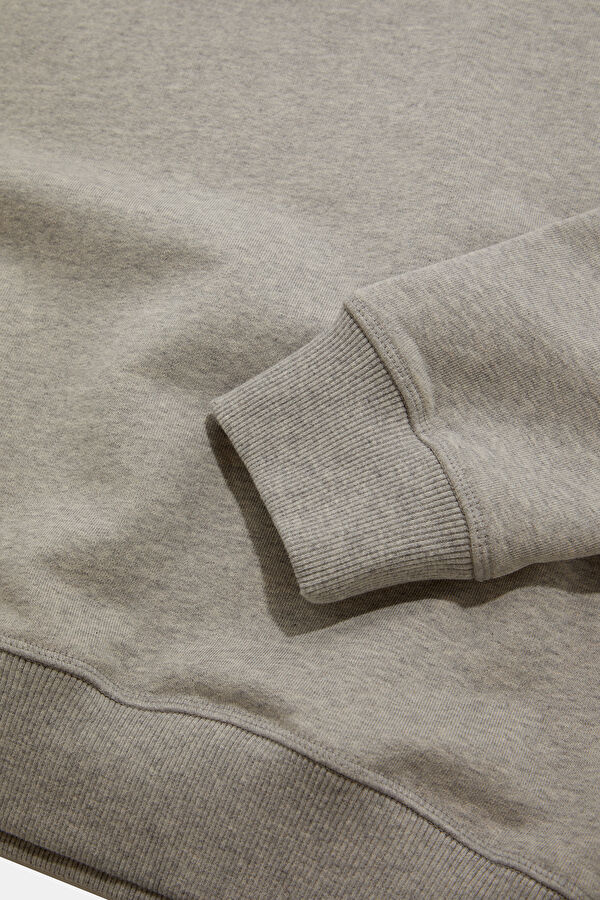 Gri Relax Kalıp Bisiklet Yaka Erkek Sweatshirt 5