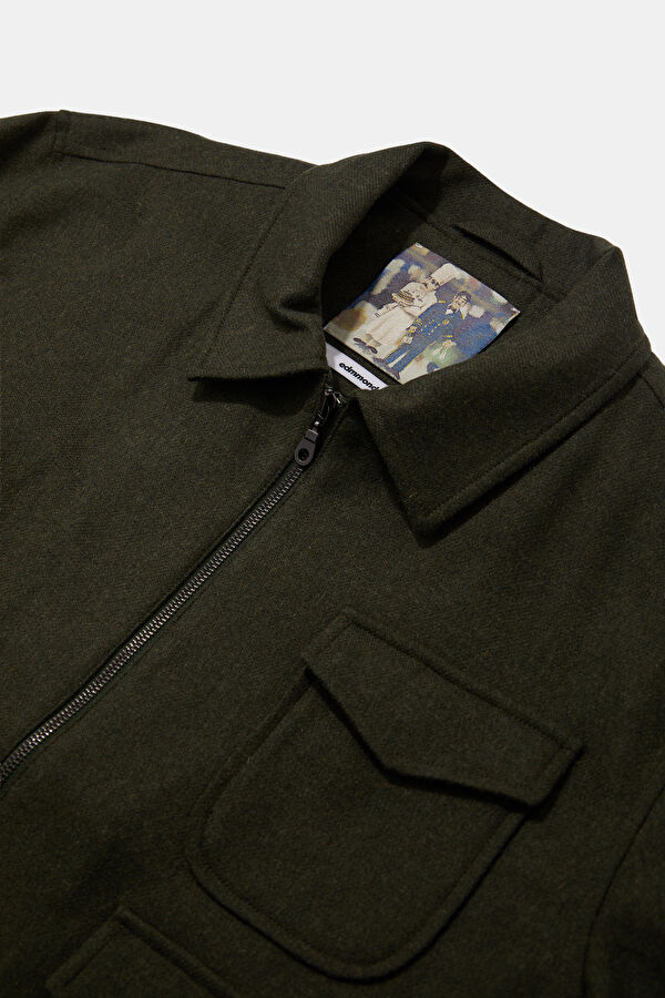 Khaki Buttoned Wool Men's Jacket 3