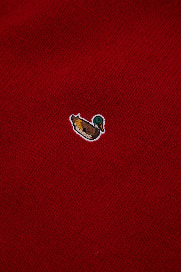 Kırmızı Relax Kalıp Bisiklet Yaka Erkek Sweatshirt 4