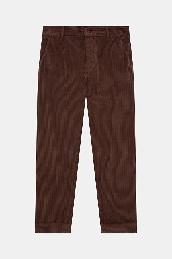 Relax Fit Brown Straight Men's Pants