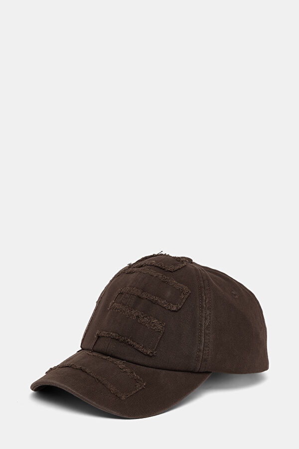Brown Embroidered Organic Cotton Hat 2
