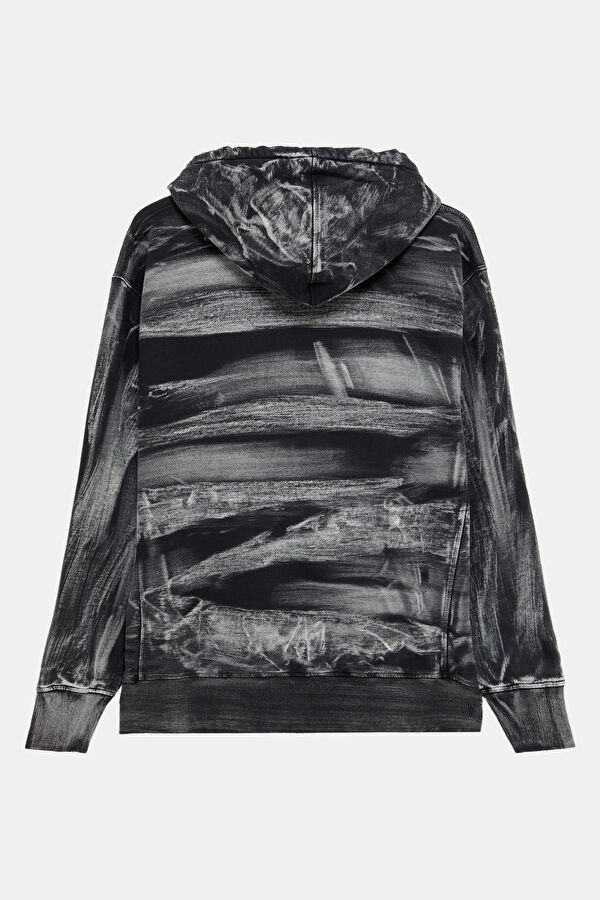 Siyah Relax Kalıp Kapuşonlu Erkek Sweatshirt 2