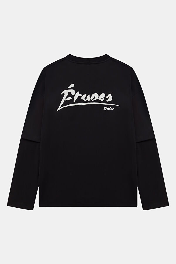 Oversize Black Crew Neck Printed Men's T-Shirt 2