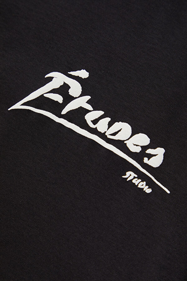 Oversize Black Crew Neck Printed Men's T-Shirt 4