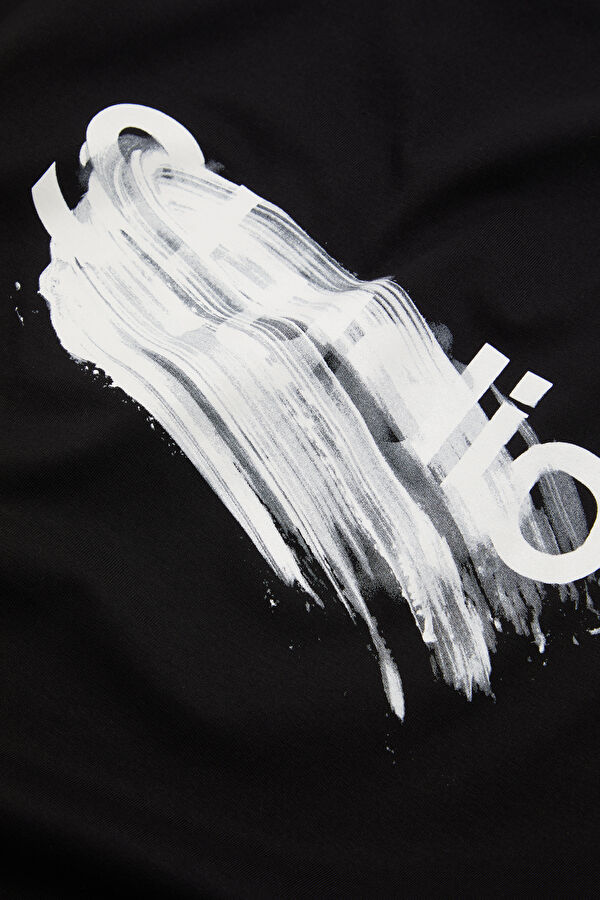 Oversize Black Crew Neck Printed Men's T-Shirt 5