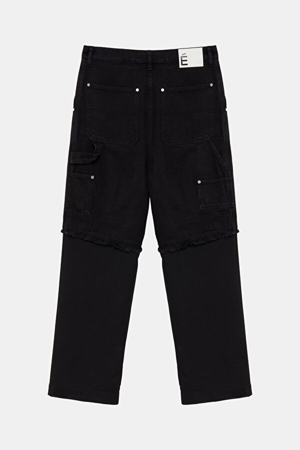 Siyah Bol Paça Jean Erkek Pantolon 2