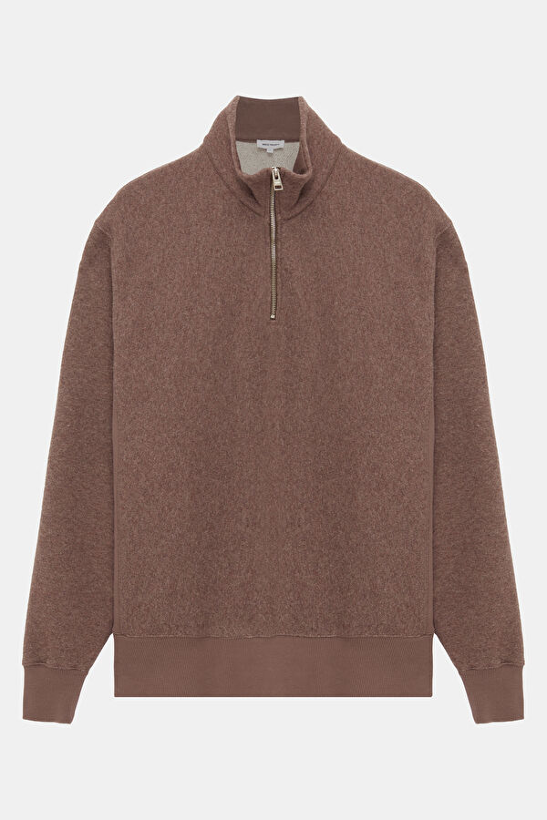 Brown Oversize Stand-Up Collar Men's Sweatshirt