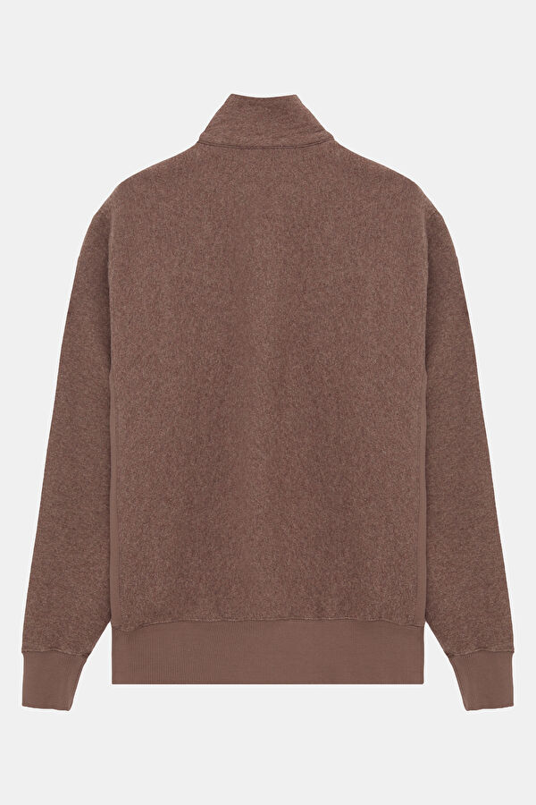 Brown Oversize Stand-Up Collar Men's Sweatshirt 2