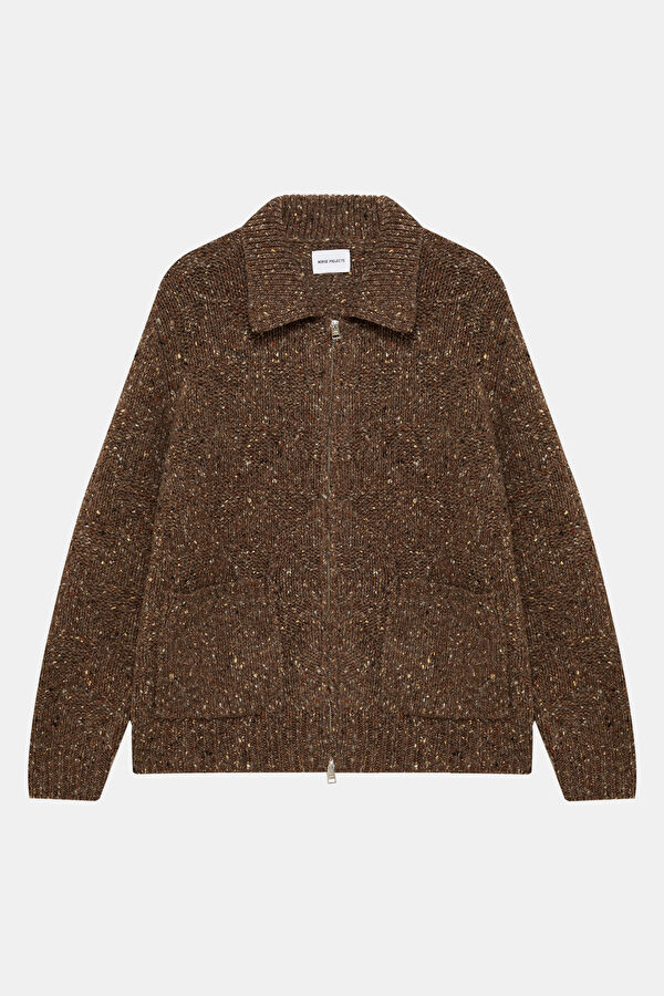Men's Brown Zip-Up Wool Jacket