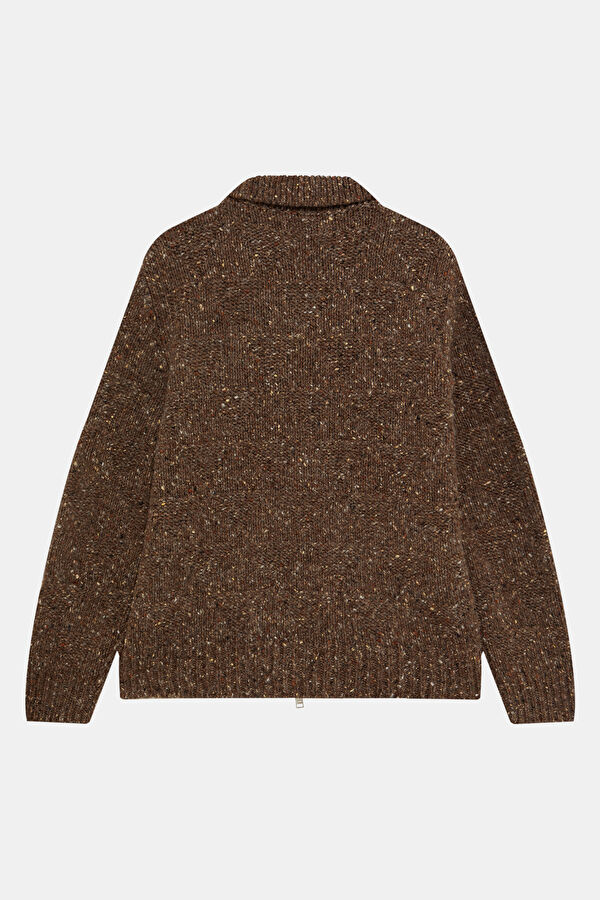 Men's Brown Zip-Up Wool Jacket 2