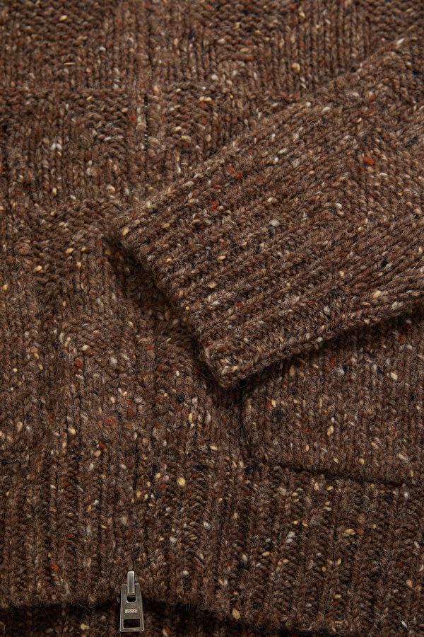 Men's Brown Zip-Up Wool Jacket 4