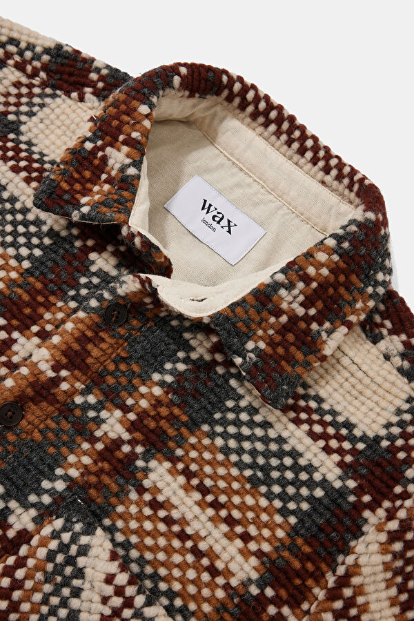 Relaxed Fit Beige Plaid Men's Shirt 3