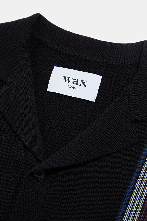 Relaxed Fit Black Striped Resort Collar Men's Shirt 3