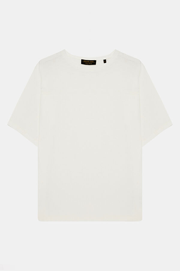 Relax Fit Cream Crew Neck Men's T-Shirt