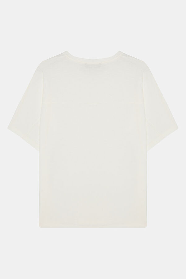Relax Fit Cream Crew Neck Men's T-Shirt 2