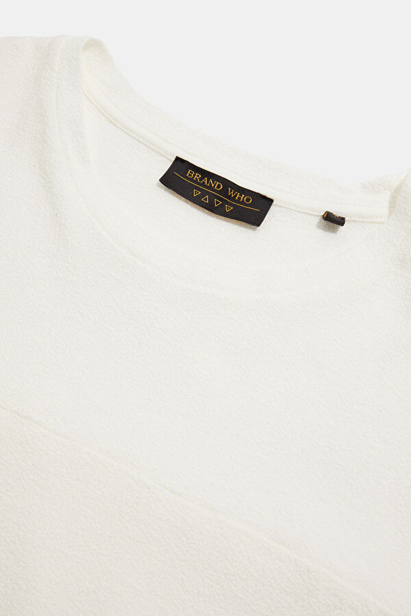 Relax Fit Cream Crew Neck Men's T-Shirt 3