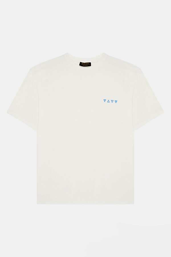 Oversize Cream Crew Neck Men's T-Shirt 4