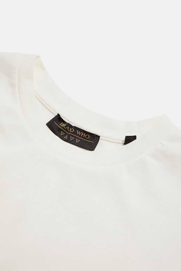 Oversize Cream Crew Neck Men's T-Shirt 6