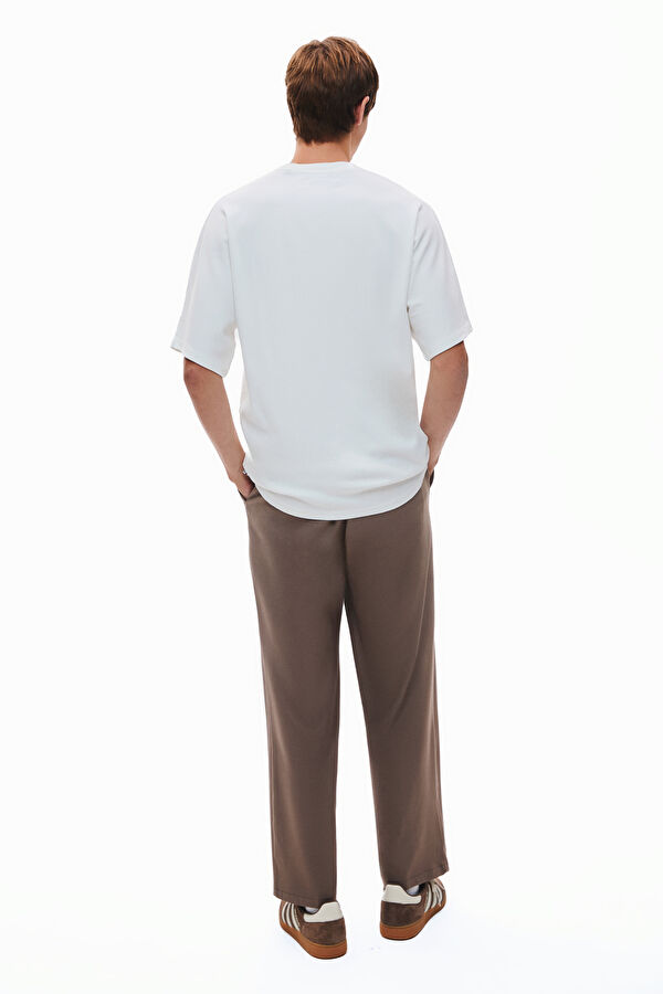 Oversize Cream Crew Neck Men's T-Shirt 2