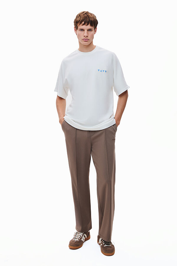 Oversize Cream Crew Neck Men's T-Shirt 3