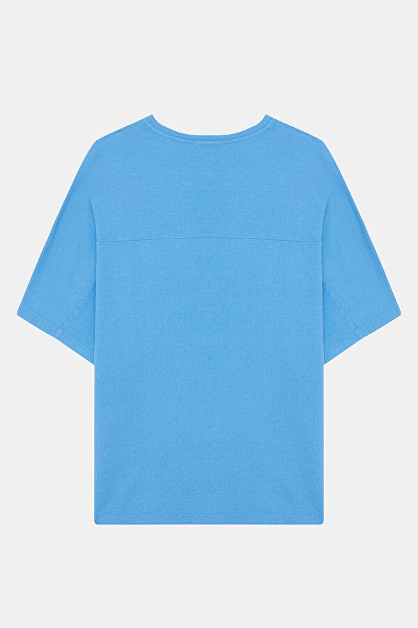 Relax Fit Blue Crew Neck Men's T-Shirt 2