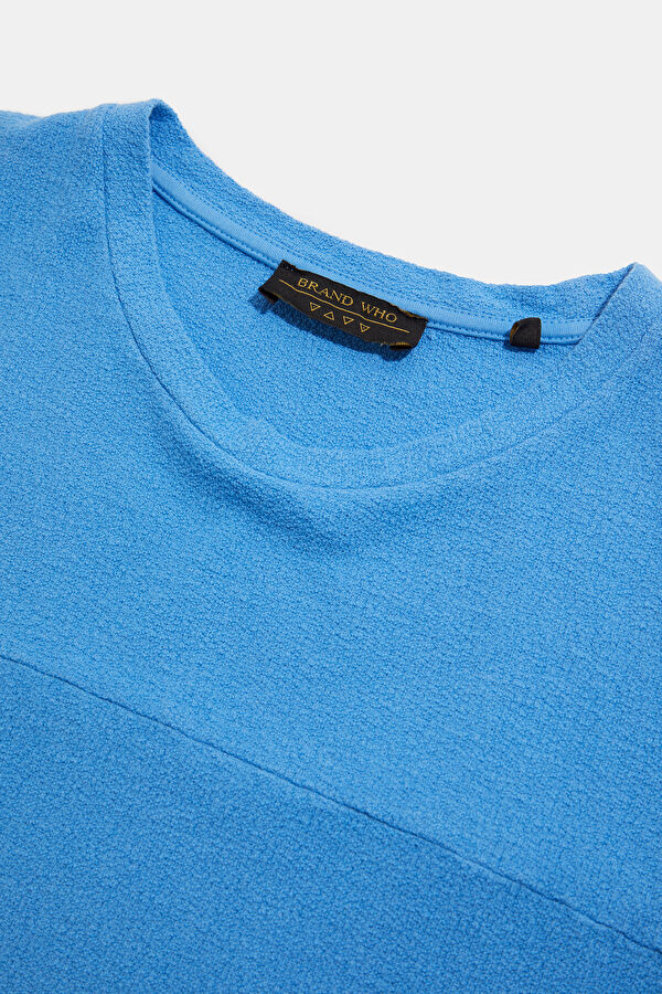 Relax Fit Blue Crew Neck Men's T-Shirt 3