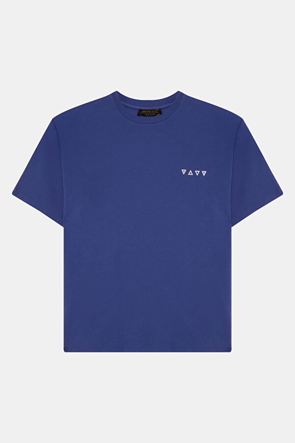 Oversize Mor Bisiklet Yaka Erkek T-Shirt