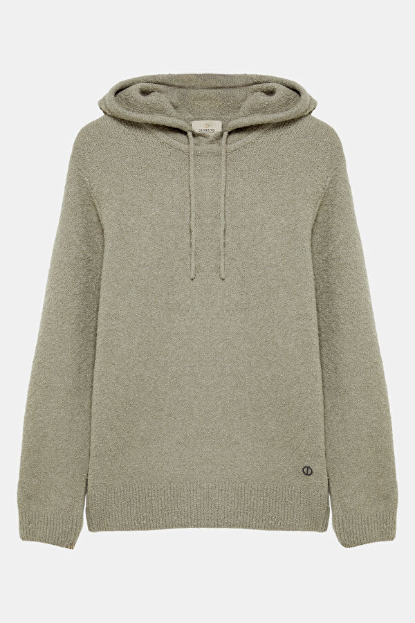 Açık Gri Relax Kalıp Kapuşonlu Erkek Sweatshirt