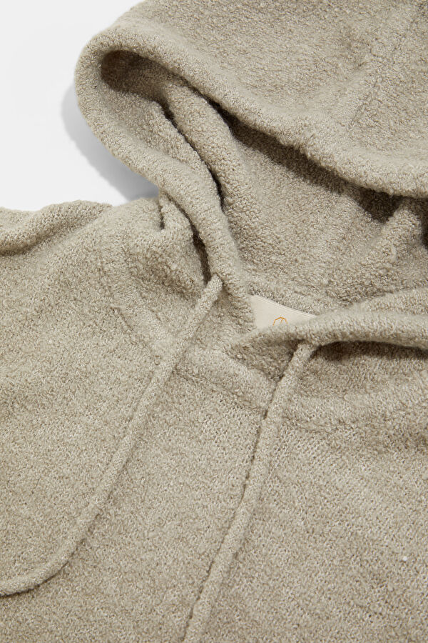 Açık Gri Relax Kalıp Kapuşonlu Erkek Sweatshirt 3