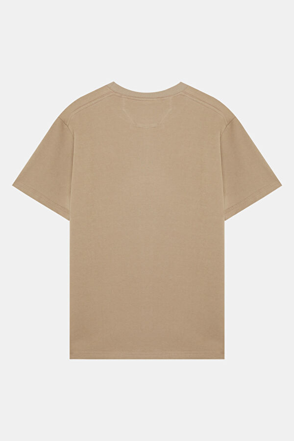 Beige Crew Neck Men's T-Shirt 2