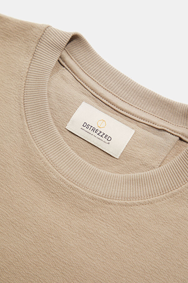 Beige Crew Neck Men's T-Shirt 3