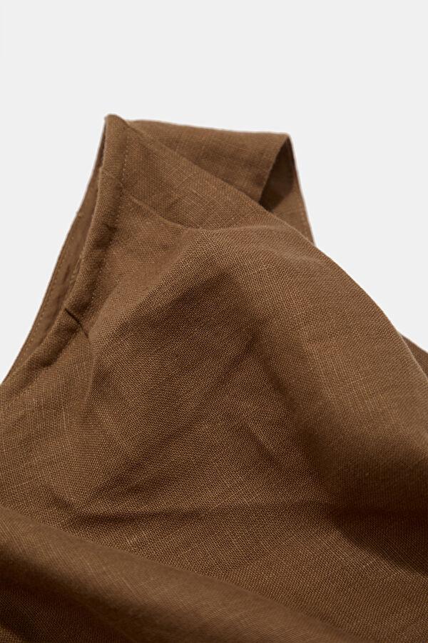 Brown Midi Linen Women's Dress 3