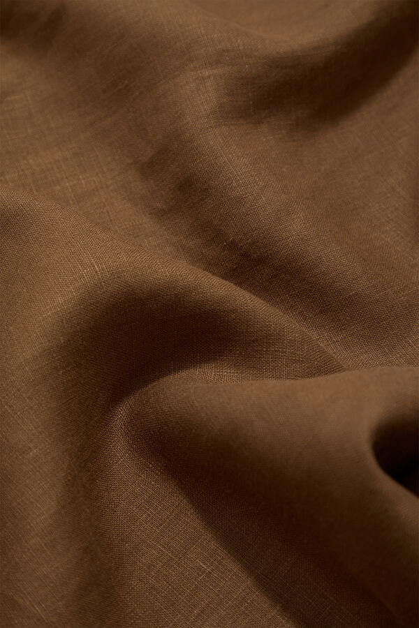 Brown Midi Linen Women's Dress 5