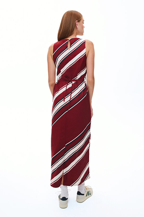 Red Midi Linen Women's Dress 2