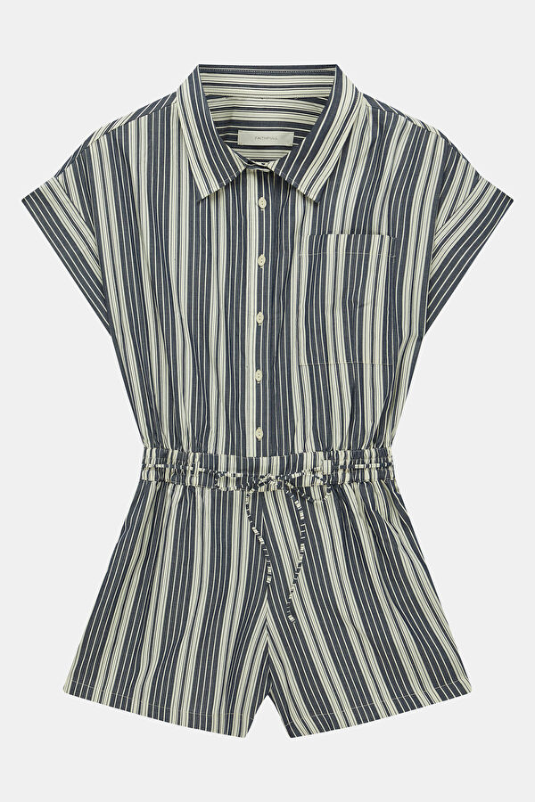 Navy Blue and White Striped Women's Jumpsuit