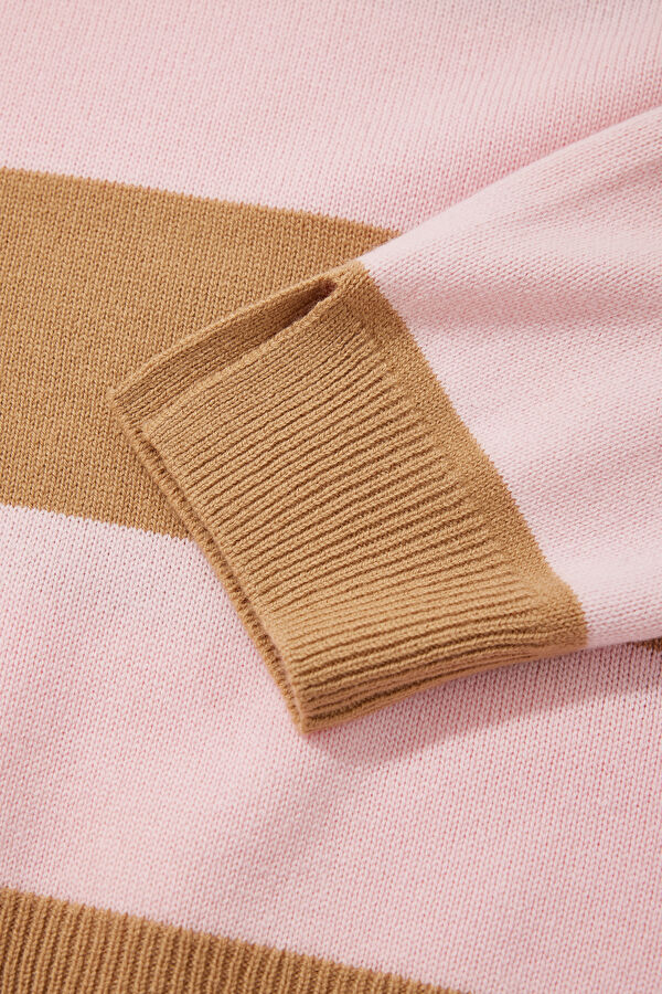 Brown Striped 100% Sheep Wool Women's Sweater 4