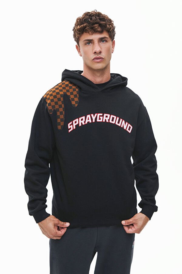 Relax Kalıp Siyah Kapuşonlu Erkek Sweatshirt