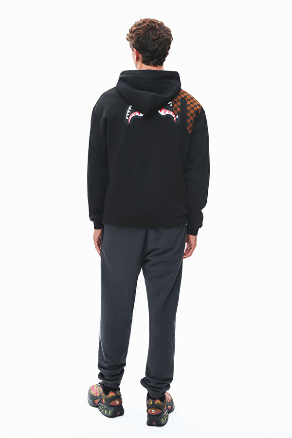 Relax Kalıp Siyah Kapuşonlu Erkek Sweatshirt 2